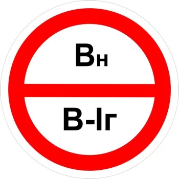 Знак категорийности помещений "Вн/В1г"