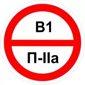 Знак категорийности помещений "В1/П2а"
