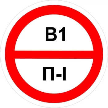 Знак категорийности помещений "В1/П1"